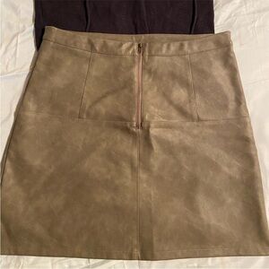 Olive Green Faux Leather Mini Skirt